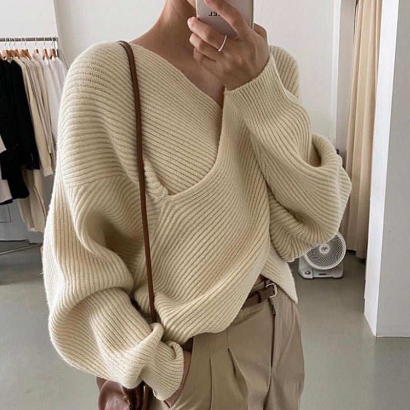 DIANA | Knit jumper with cross-over neckline - Liora Melbourne