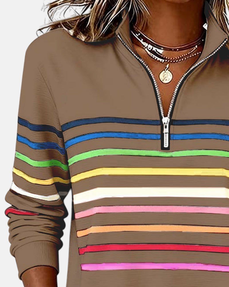 WREN | Zip sweatshirt with rainbow stripes - Liora Melbourne