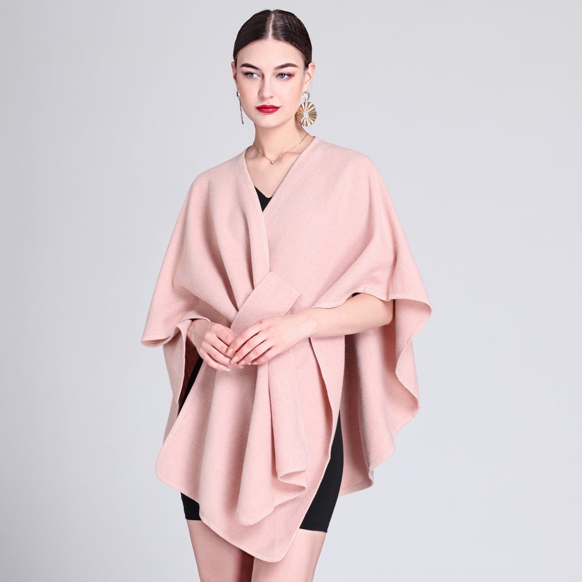 MARINA | Caped fleece shawl with open front - Liora Melbourne