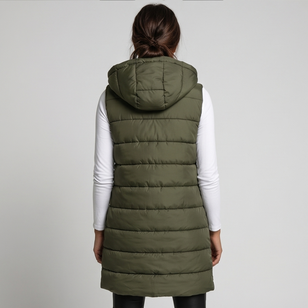 HARPER | Longline puffer vest with hood