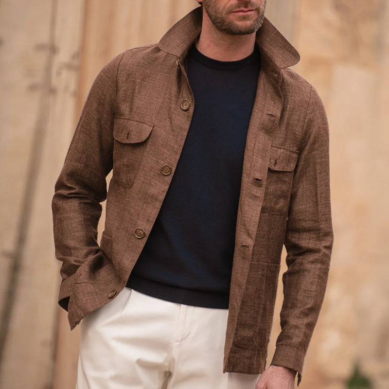 SOREN | Linen jacket with lapel collar - Liora Melbourne