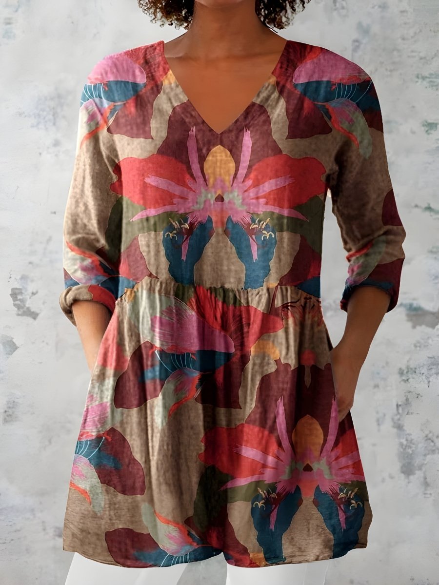 CASSIDY | Long blouse with V-neck - Liora Melbourne