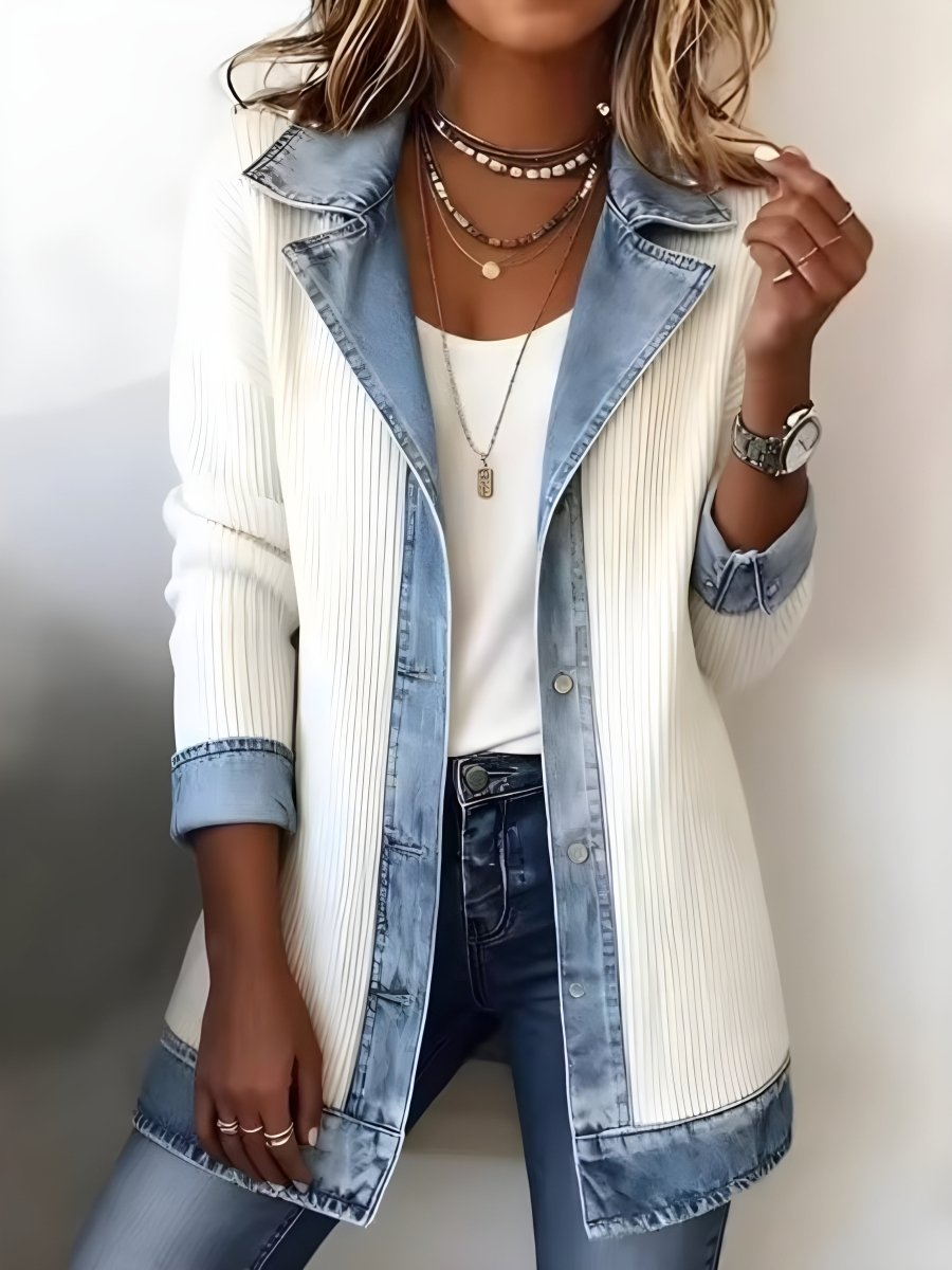 LUNA | Coat with denim lapel - Liora Melbourne