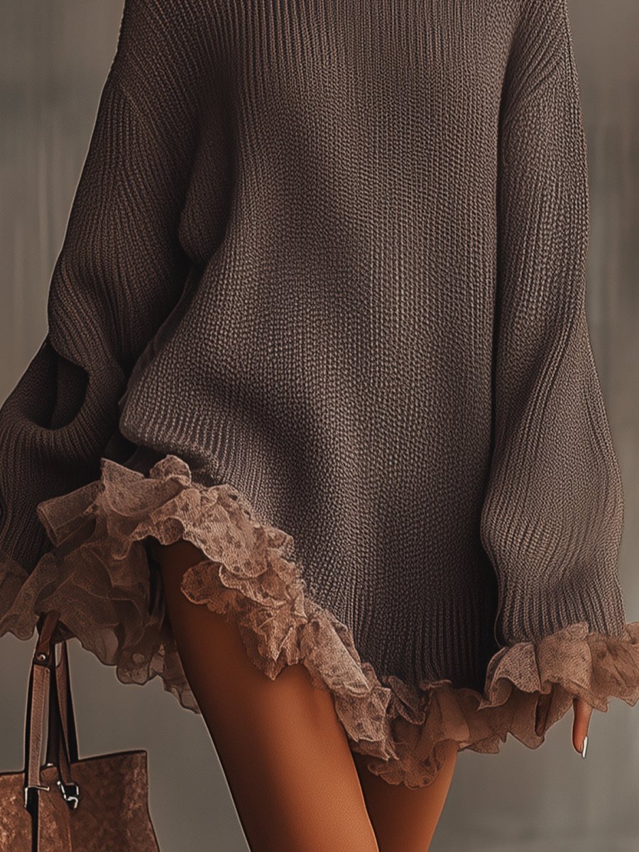 QUINN | Knit midi dress with ruffle hem - Liora Melbourne