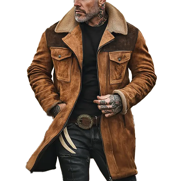 ASHER | Mid-length coat with suede panels - Liora Melbourne