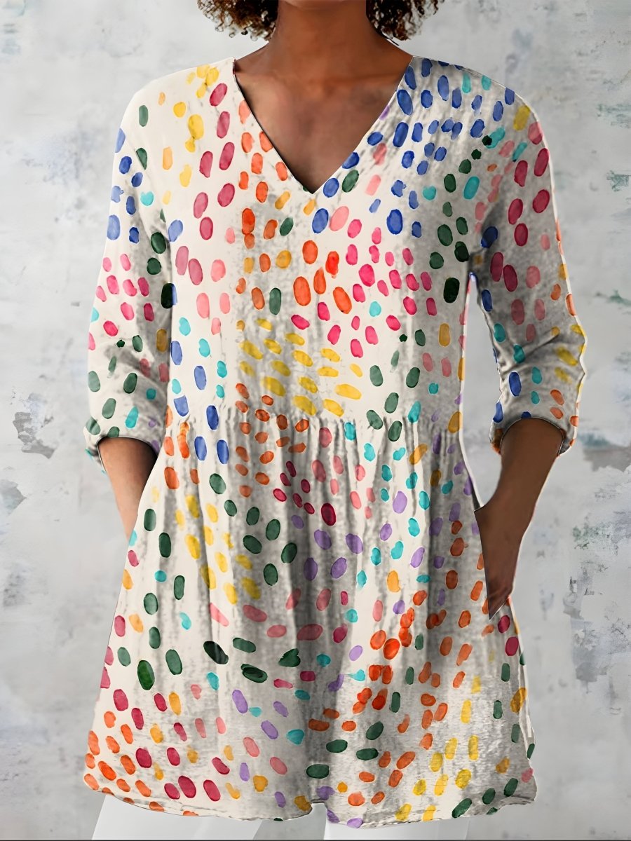 EVERLEE | Long blouse with V-neck - Liora Melbourne