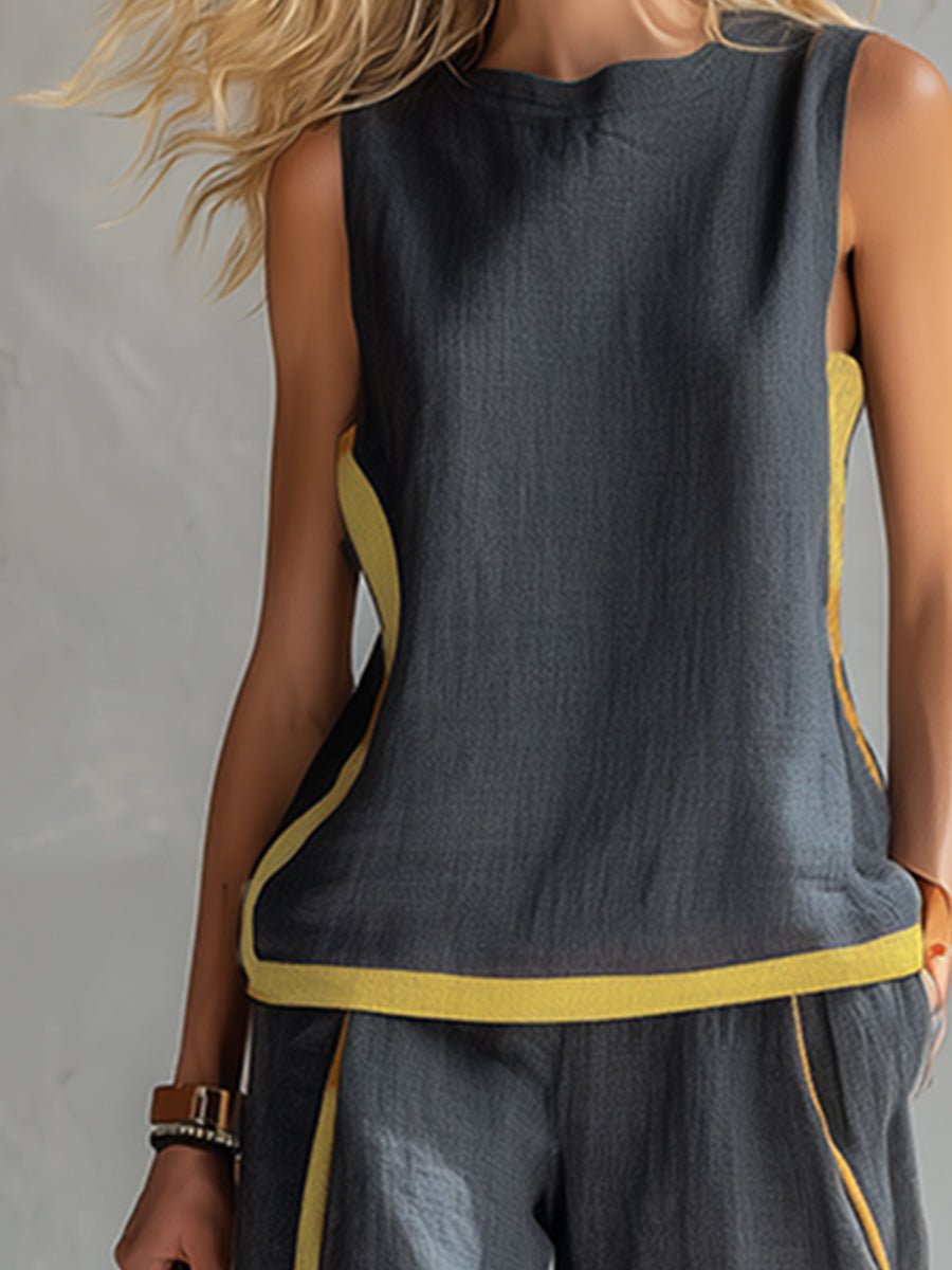 LESLIE | Linen set with wide-leg pants - Liora Melbourne