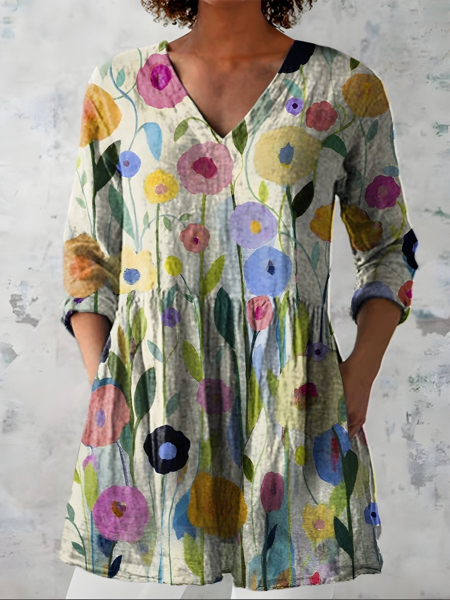NELLIE | Long blouse with V-neck - Liora Melbourne