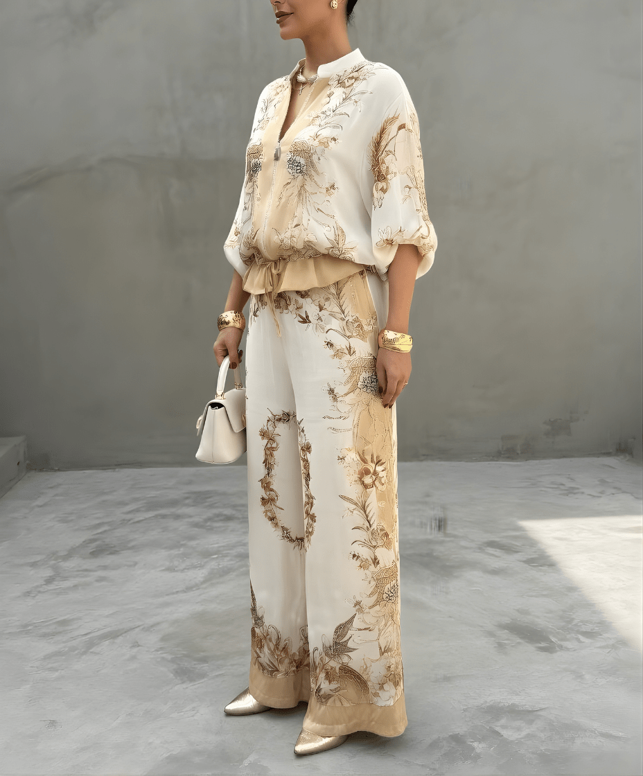 LEILA | Two-piece set with wide-leg trousers - Liora Melbourne