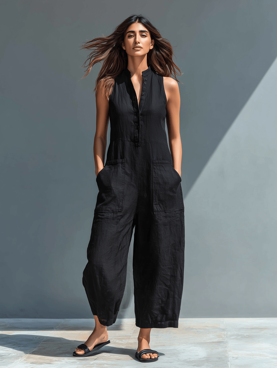 MORGAN | Sleeveless jumpsuit with high collar - Liora Melbourne