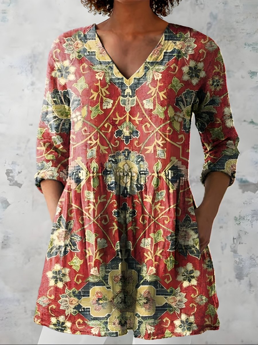 AMOURA | Long blouse with V-neck - Liora Melbourne