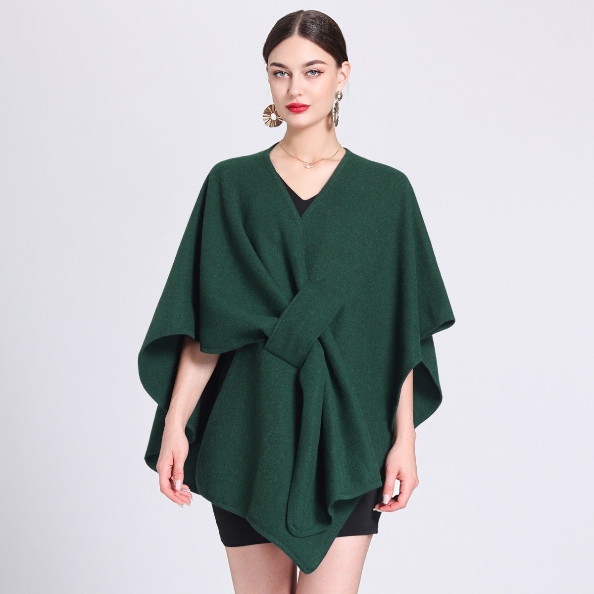 MARINA | Caped fleece shawl with open front - Liora Melbourne