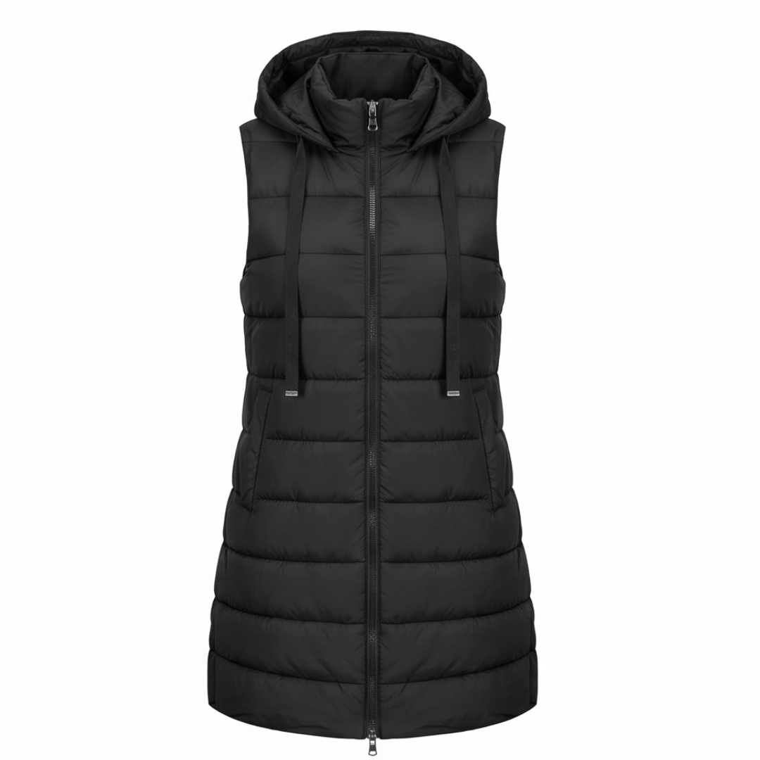 HARPER | Longline puffer vest with hood