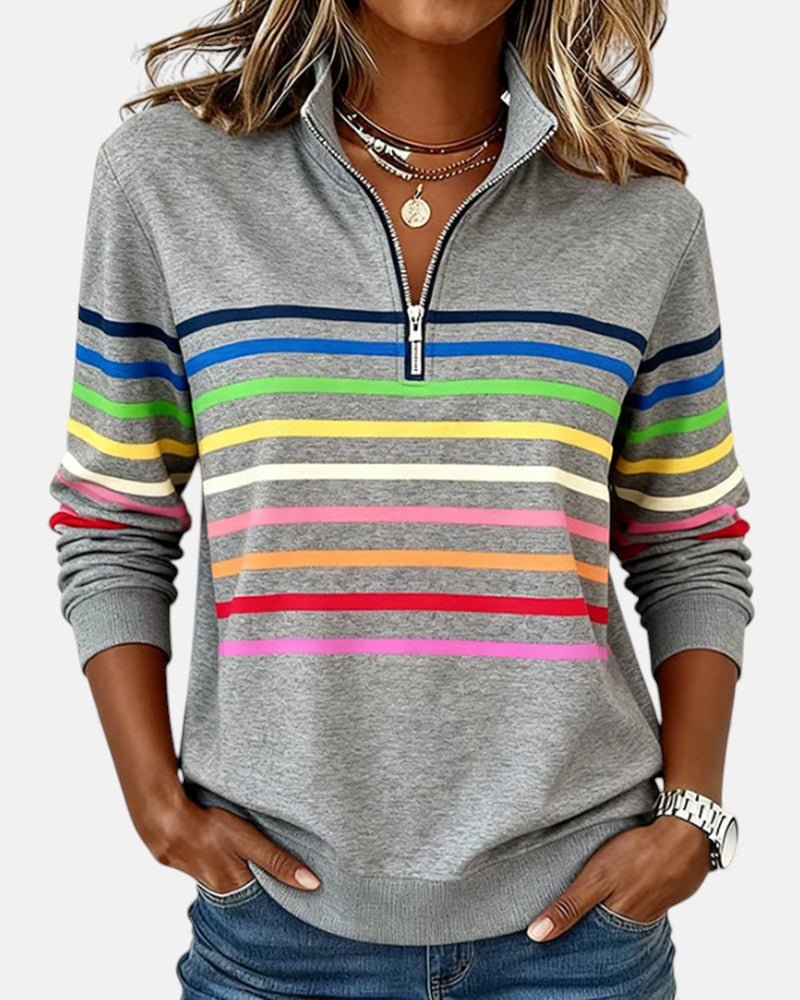 WREN | Zip sweatshirt with rainbow stripes - Liora Melbourne