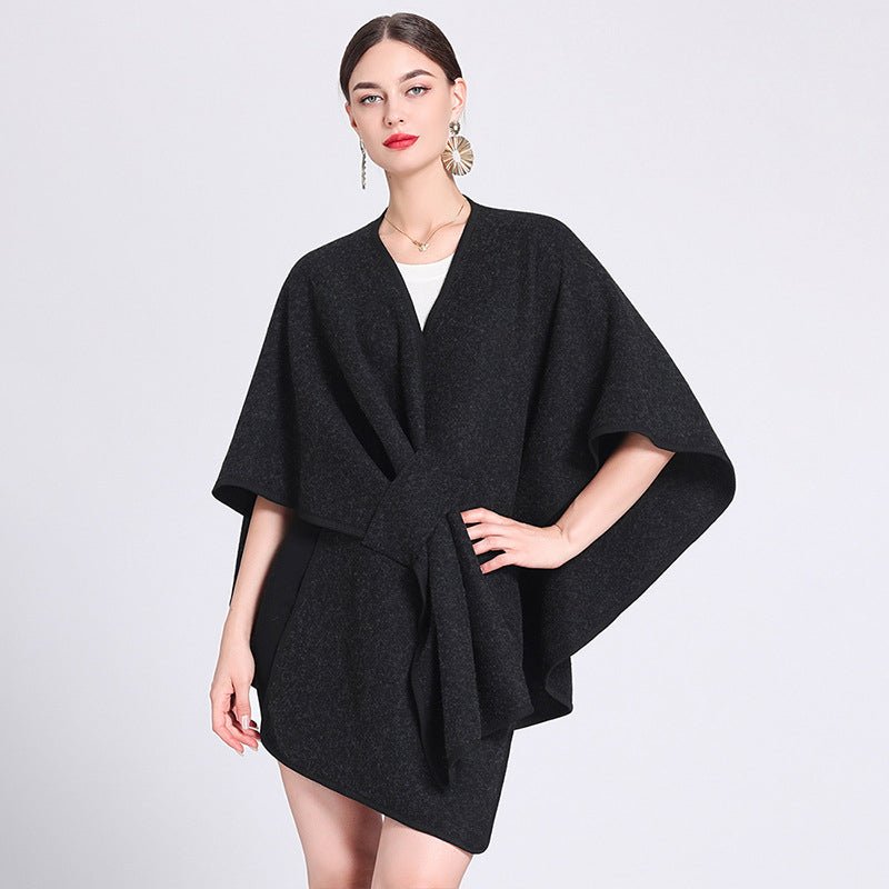 MARINA | Caped fleece shawl with open front - Liora Melbourne