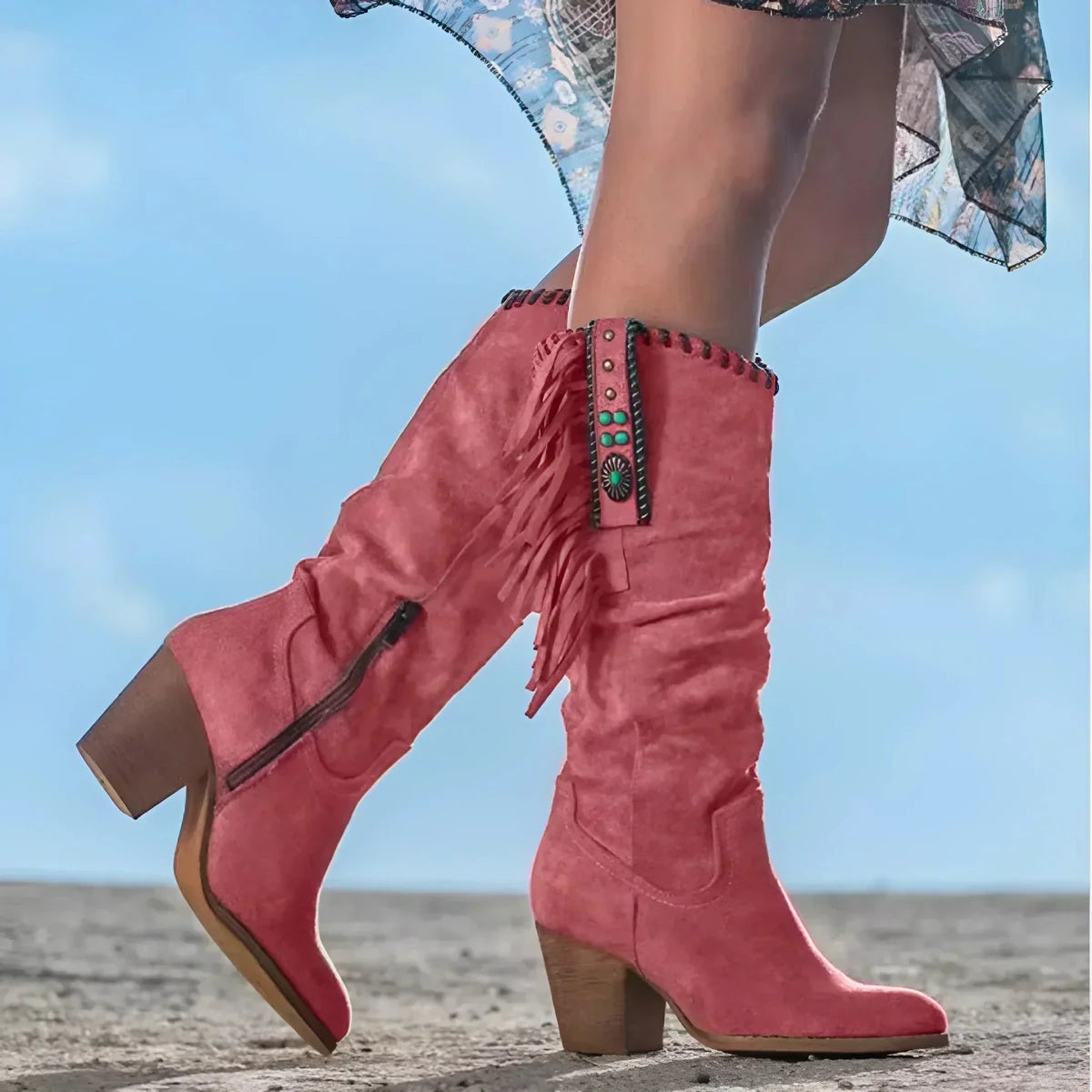 YASMIN | Leather boots with fringe detail - Liora Melbourne
