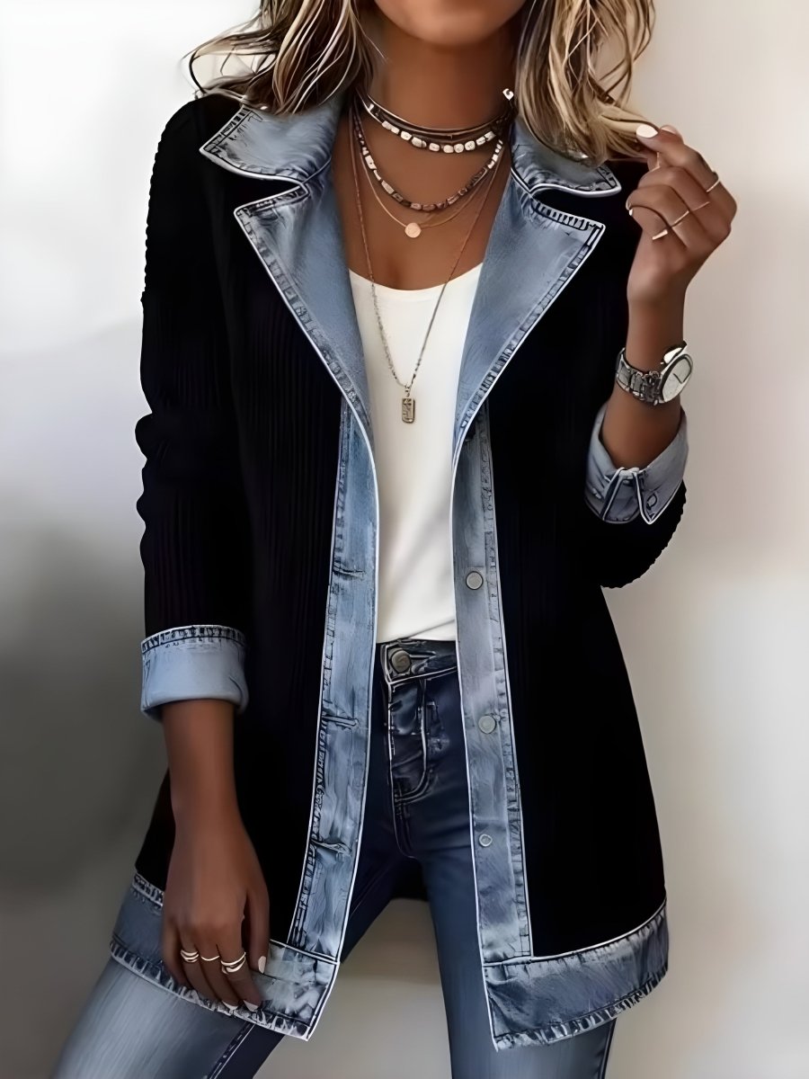 LUNA | Coat with denim lapel - Liora Melbourne