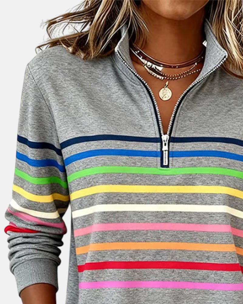 WREN | Zip sweatshirt with rainbow stripes - Liora Melbourne