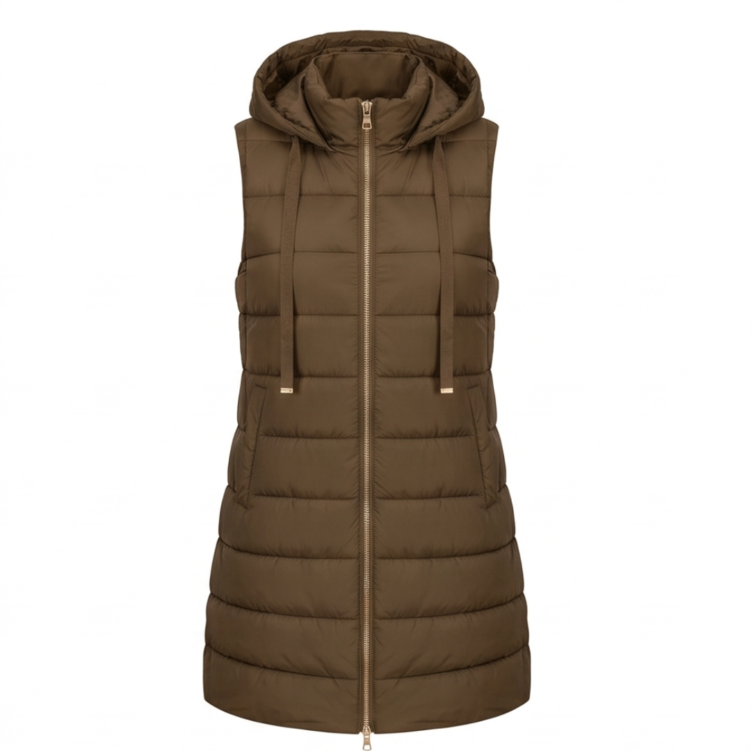 HARPER | Longline puffer vest with hood