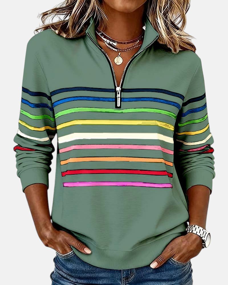 WREN | Zip sweatshirt with rainbow stripes - Liora Melbourne