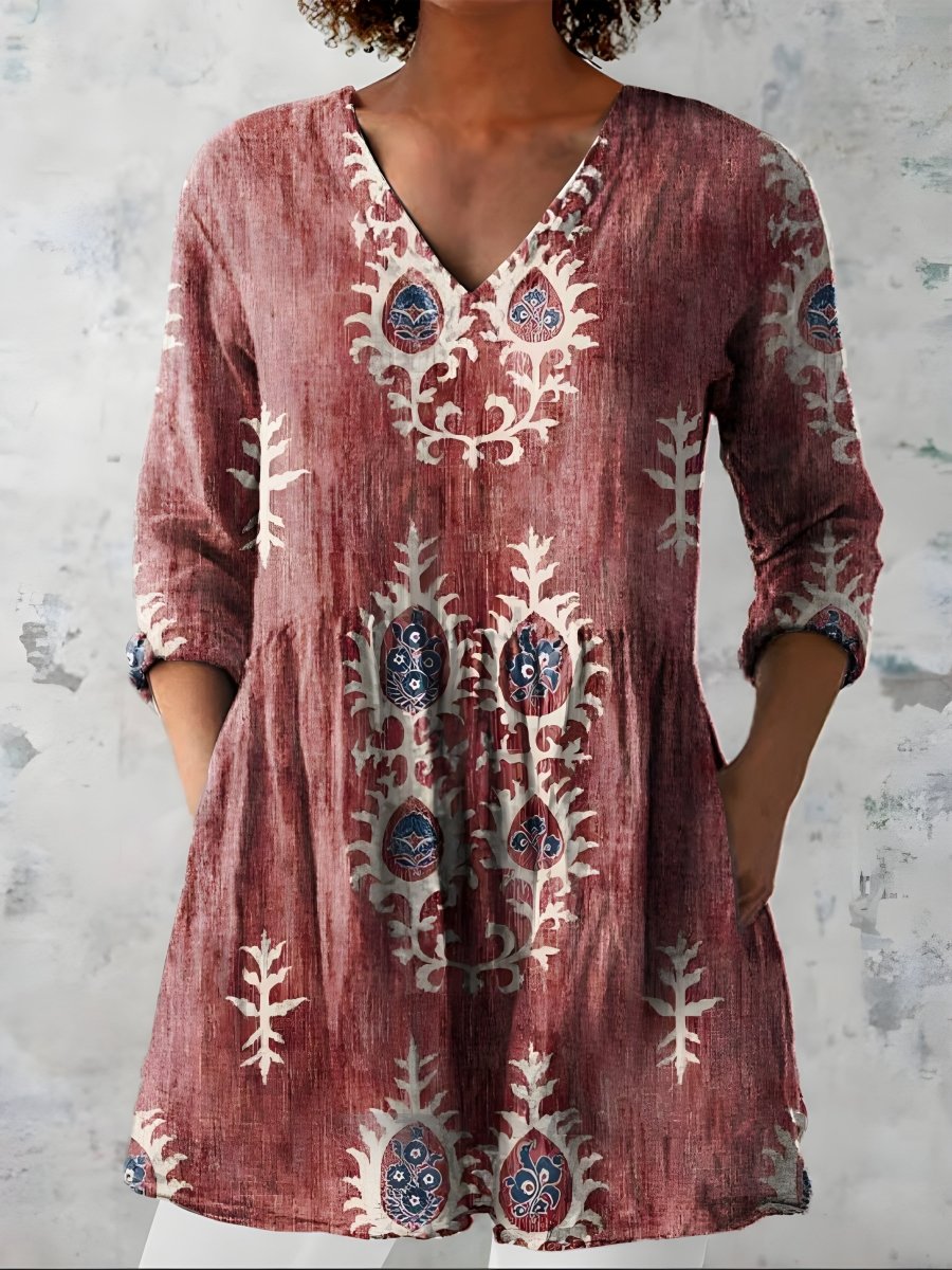 EVERLY | Long blouse with V-neck - Liora Melbourne