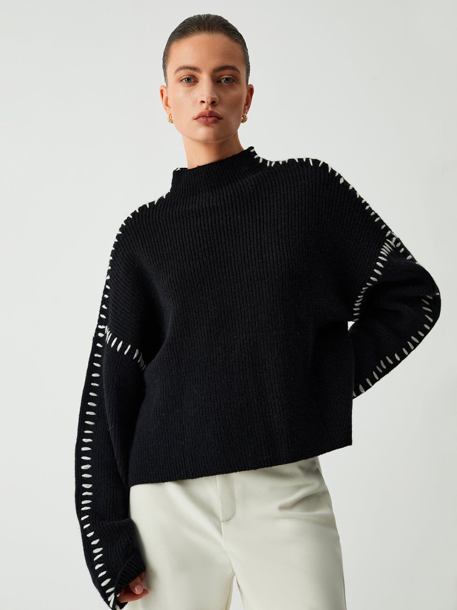 DAISY | Oversized jumper with blanket stitch detail - Liora Melbourne