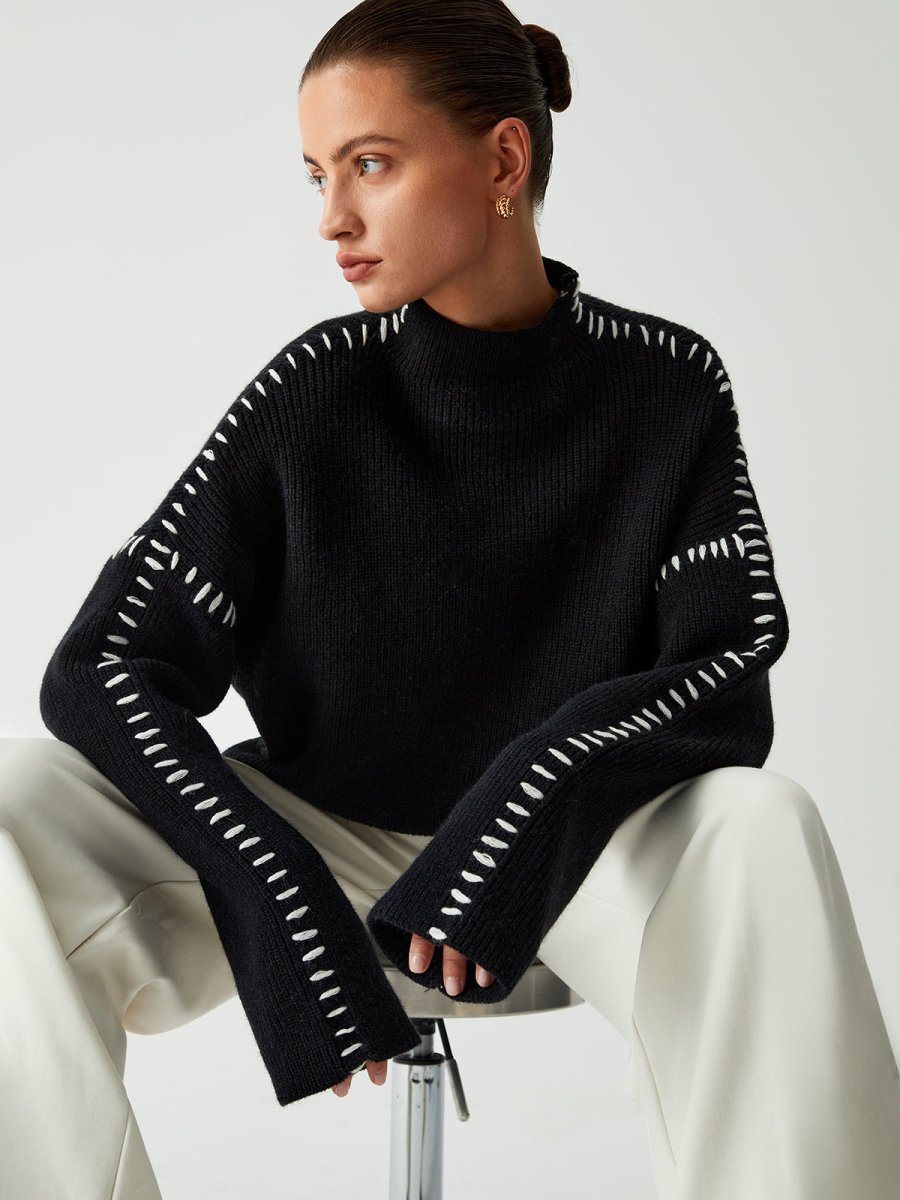 DAISY | Oversized jumper with blanket stitch detail - Liora Melbourne