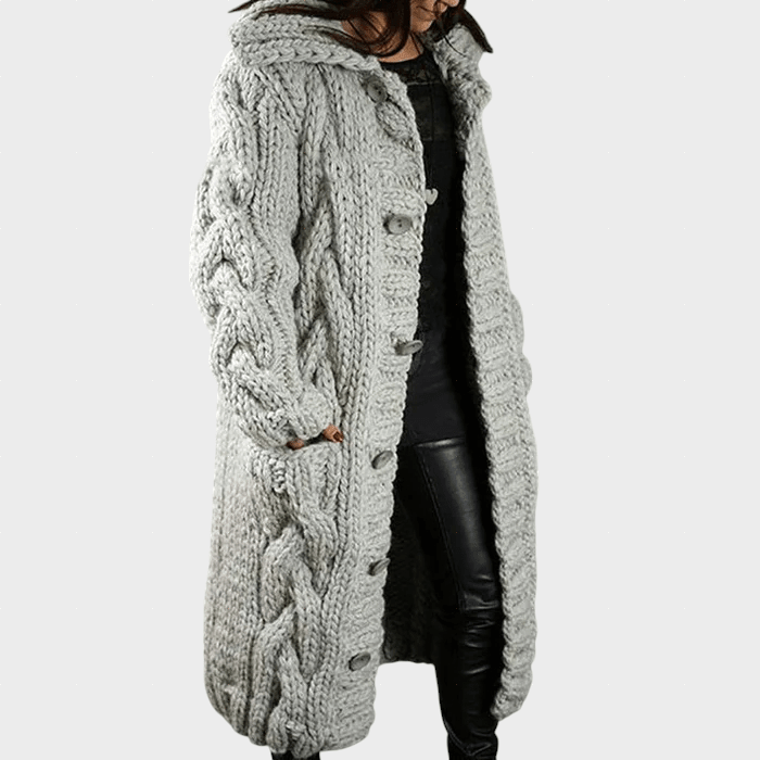 KARINA | Longline coat with cable knit - Liora Melbourne