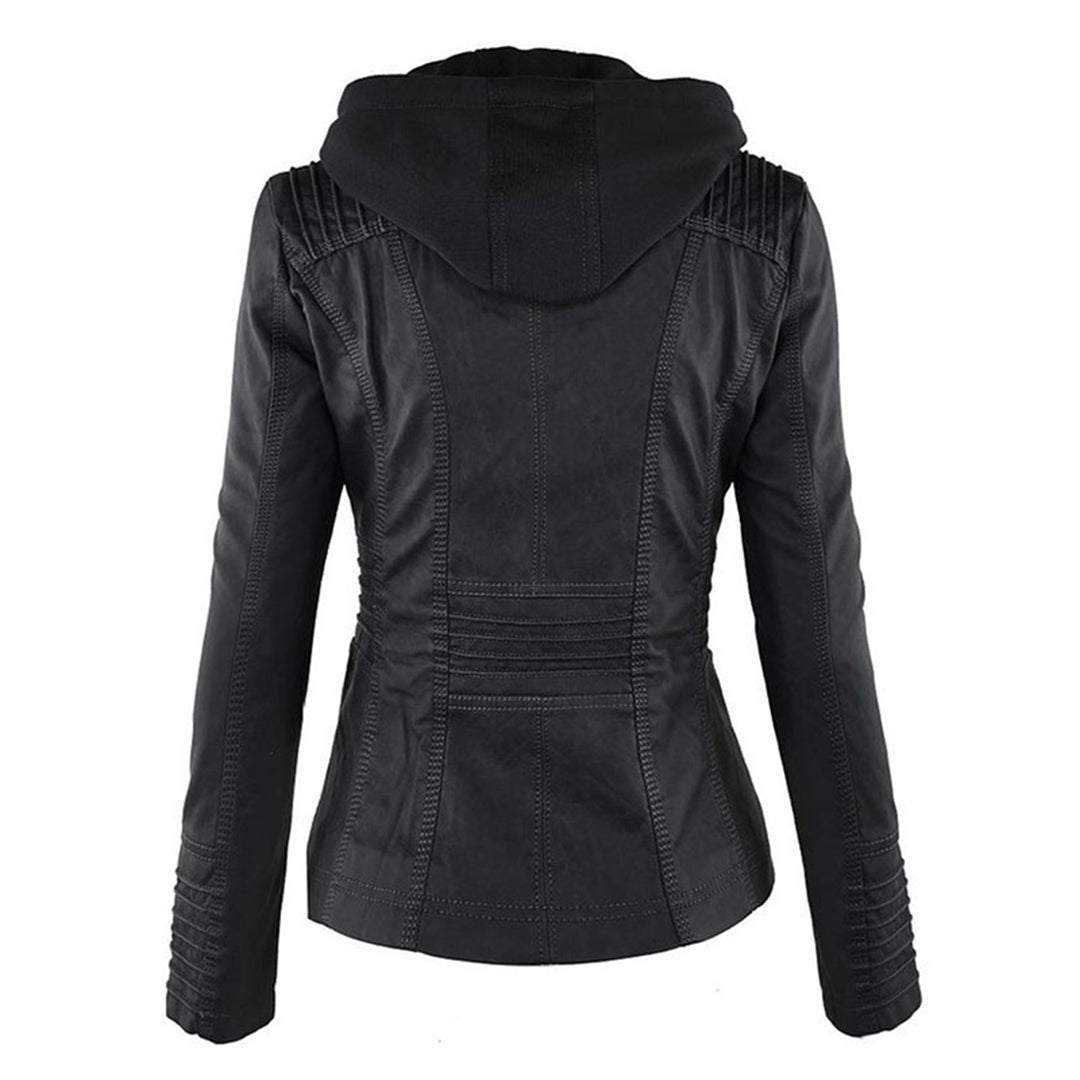 ISLA | Leather jacket with detachable hood - Liora Melbourne