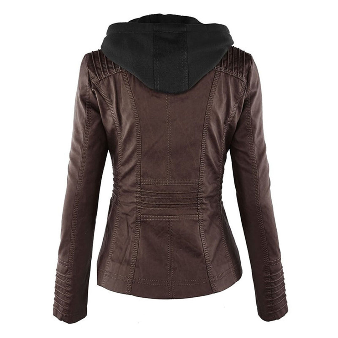 LALUNA | Leather jacket with detachable hood - Liora Melbourne