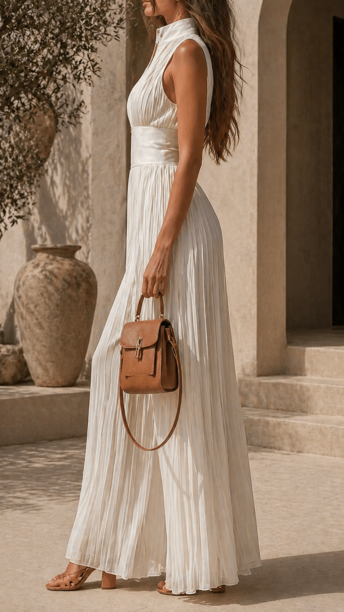 CAELIA | Wide-leg pleated jumpsuit - Liora Melbourne