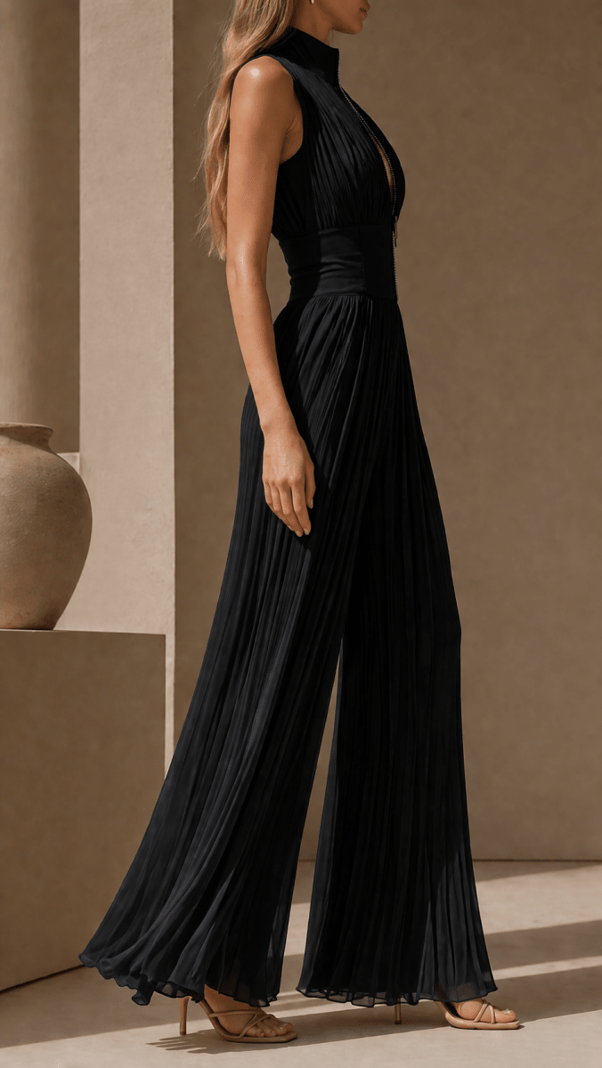 CAELIA | Wide-leg pleated jumpsuit - Liora Melbourne