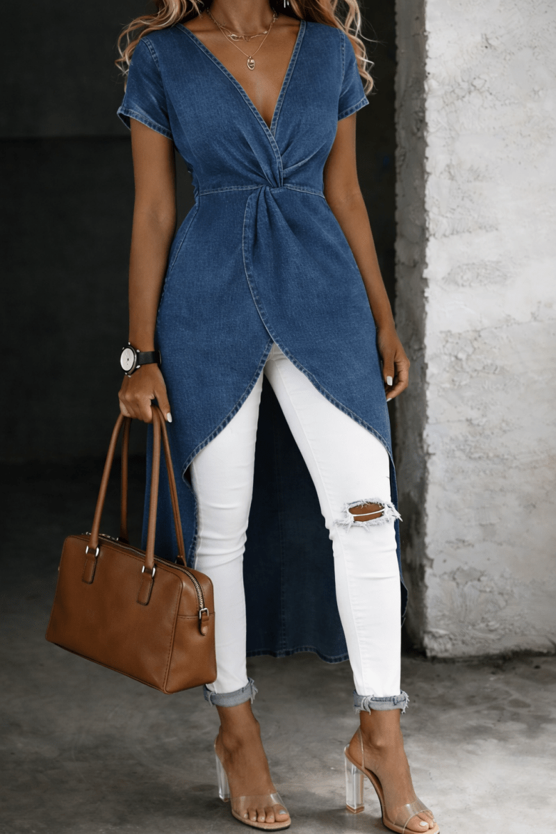 JESSICA | Tunic top with wrap V-neck - Liora Melbourne
