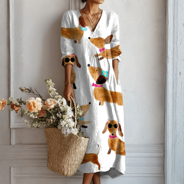 CLARA | Linen dress with abstract print - Liora Melbourne