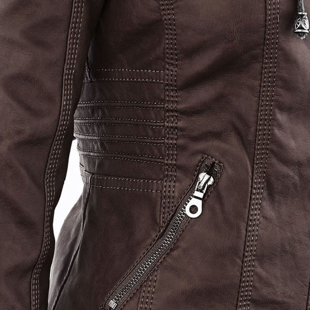 LALUNA | Leather jacket with detachable hood - Liora Melbourne