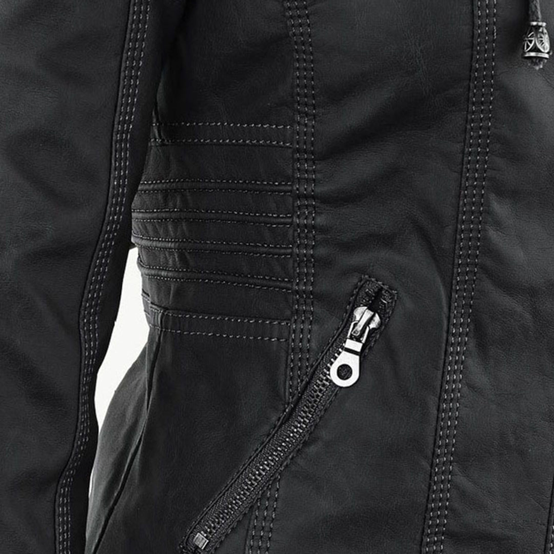 ISLA | Leather jacket with detachable hood - Liora Melbourne