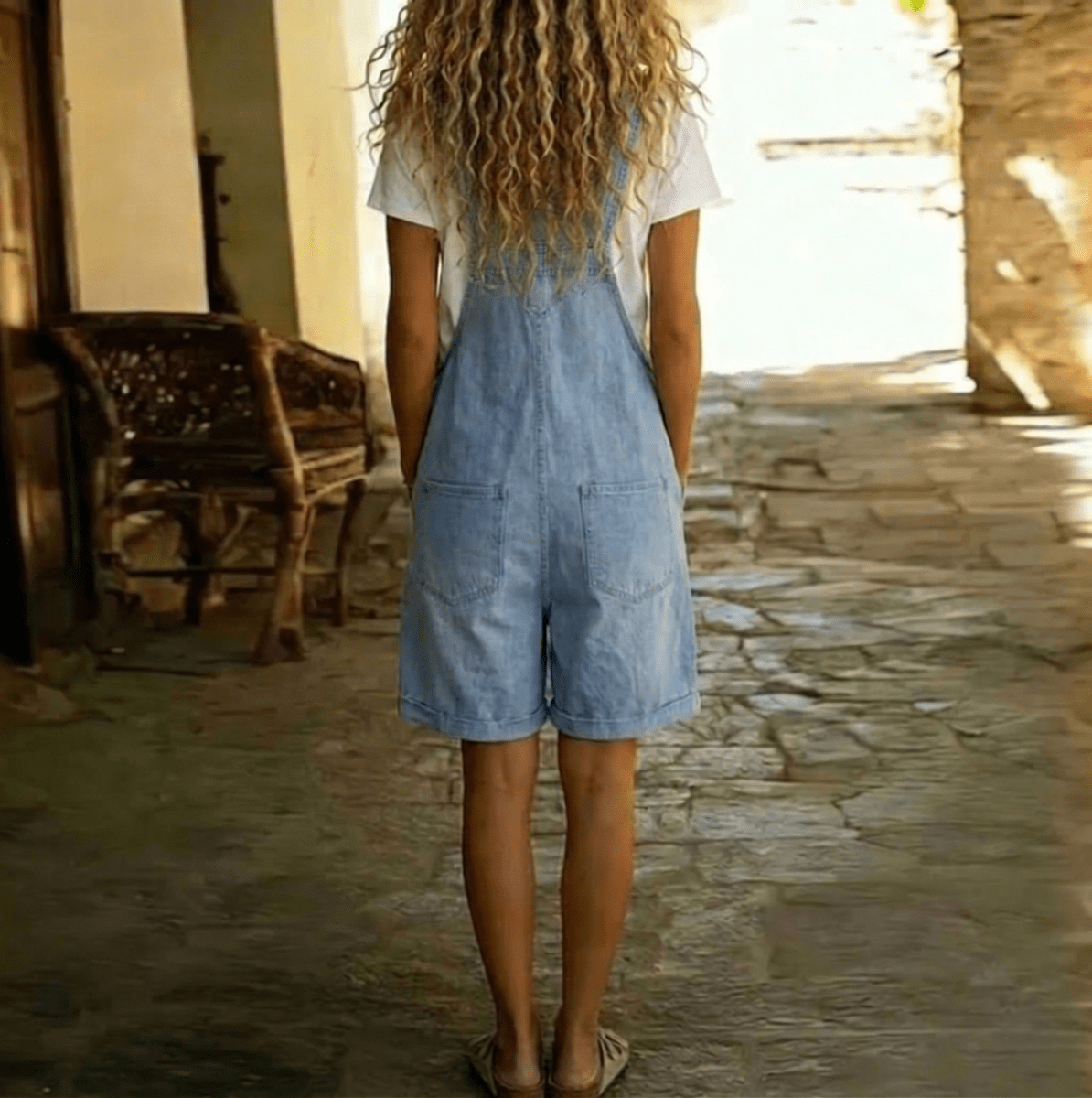 JUNE | Short denim overall with adjustable straps - Liora Melbourne