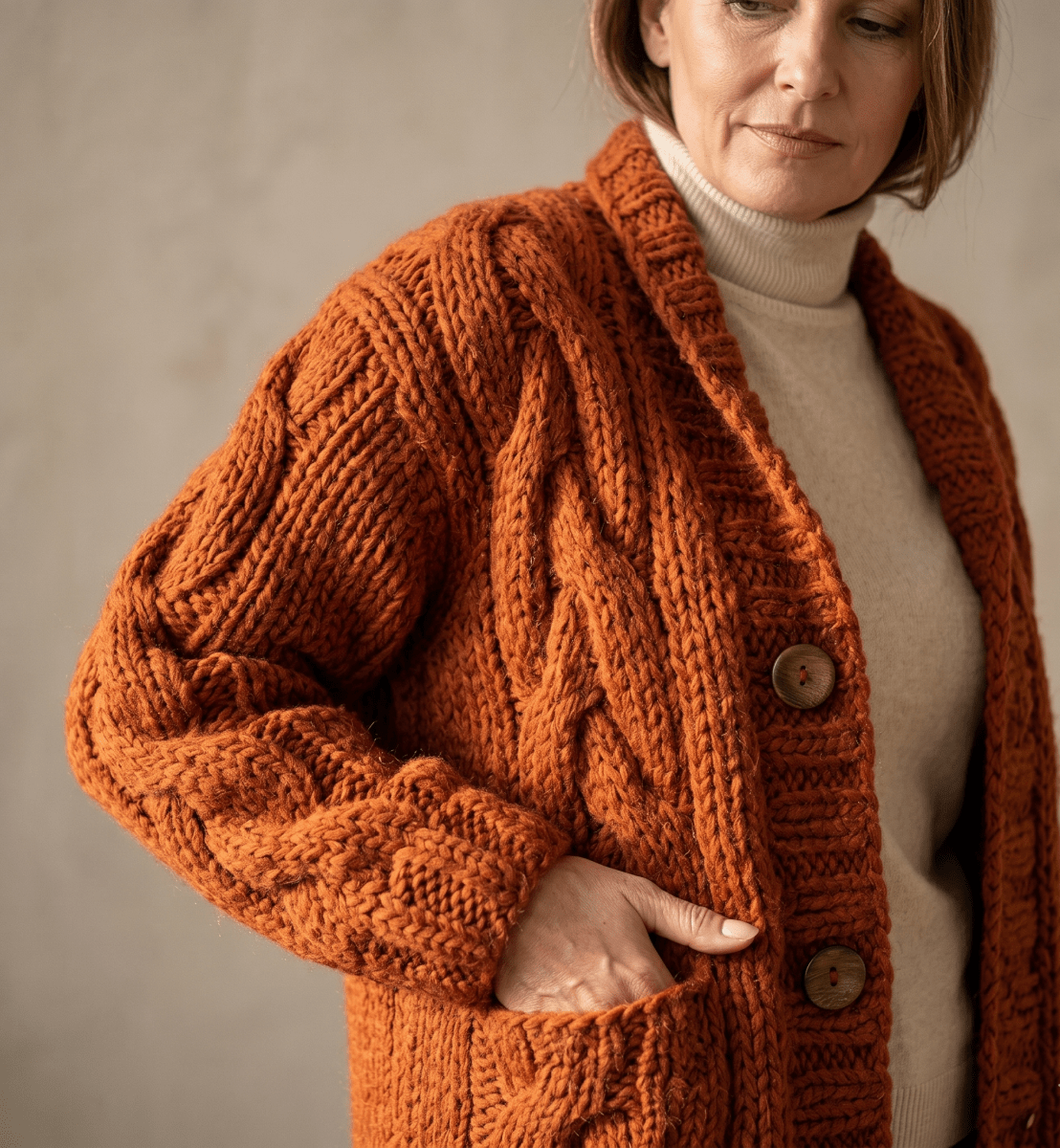 AURORA | Longline coat with cable knit - Liora Melbourne