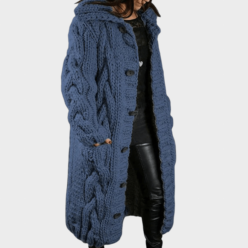 KARINA | Longline coat with cable knit - Liora Melbourne