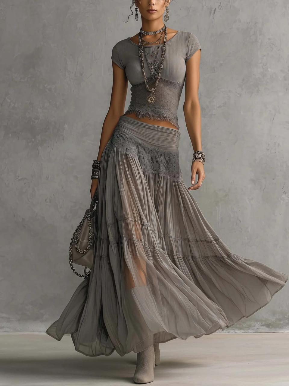 HOLLY | Set with pleated maxi skirt - Liora Melbourne
