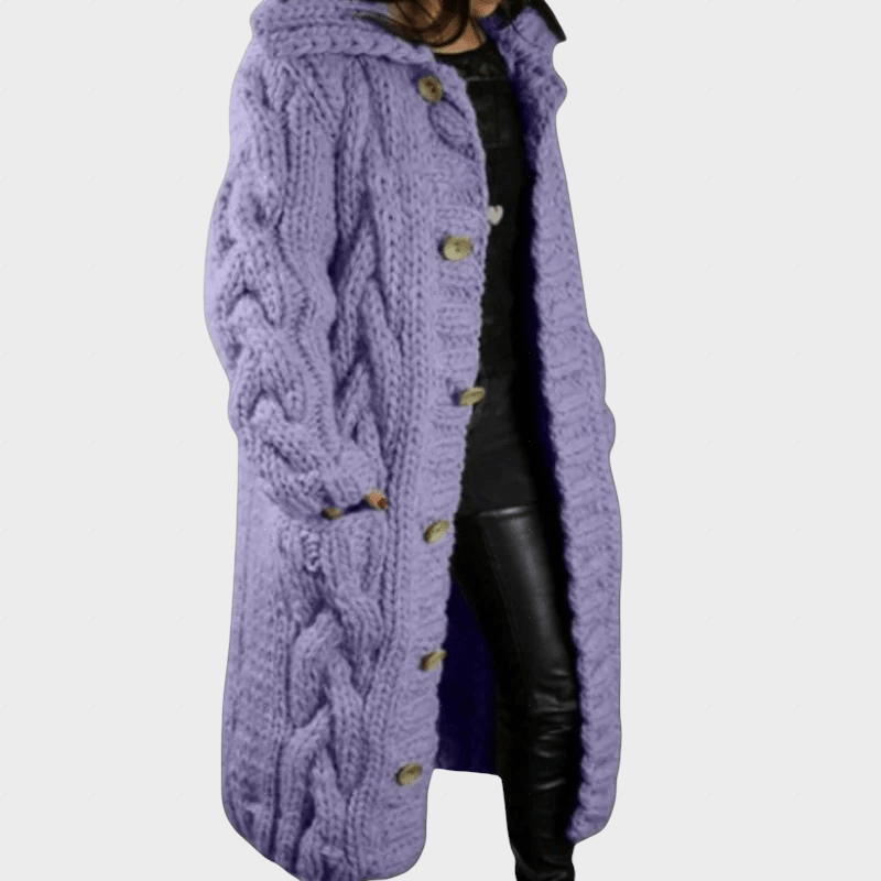 KARINA | Longline coat with cable knit - Liora Melbourne