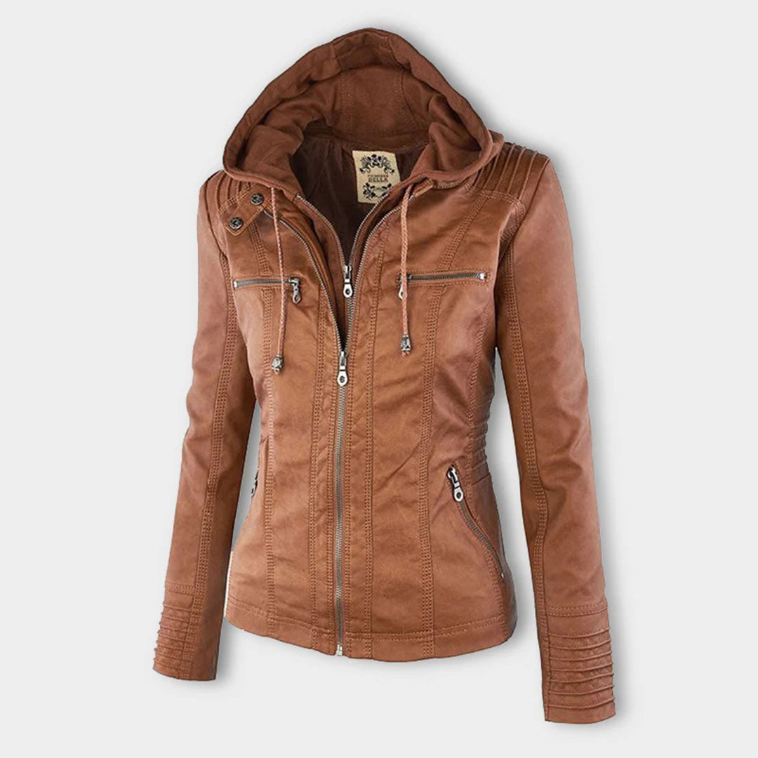ISLA | Leather jacket with detachable hood - Liora Melbourne
