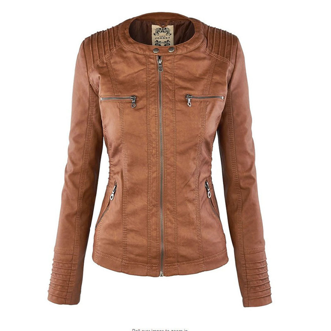 ISLA | Leather jacket with detachable hood - Liora Melbourne