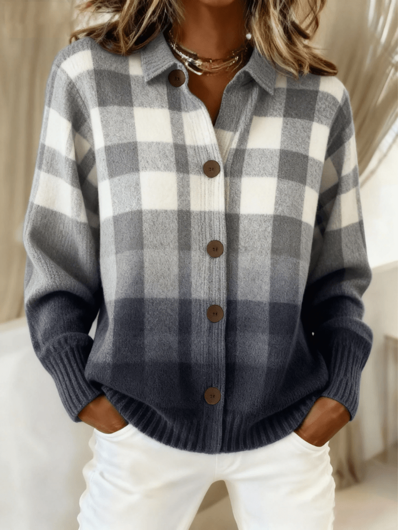 AGNES | Cardigan with plaid pattern - Liora Melbourne