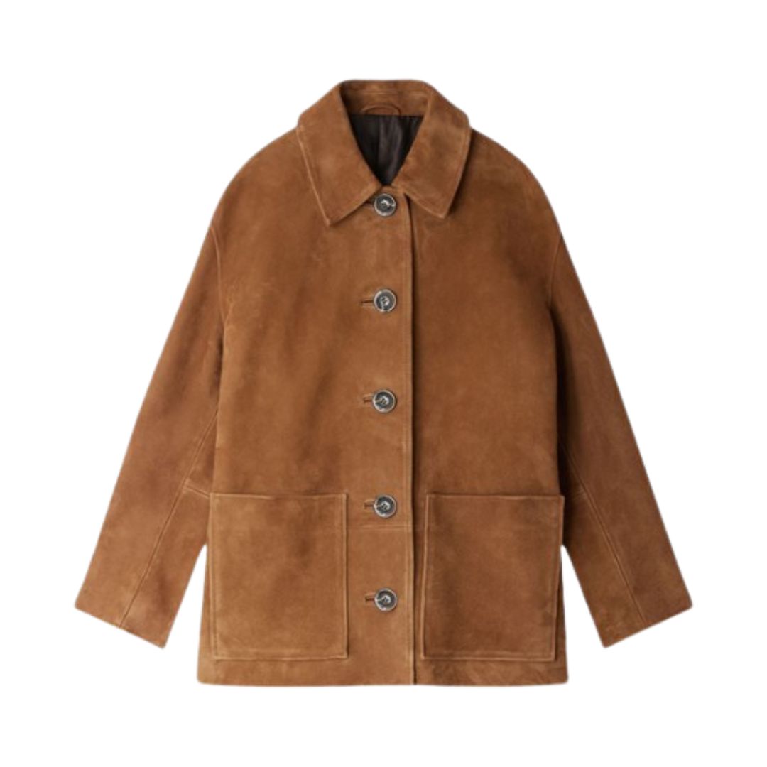 LALUNA | Suede coat with statement silhouette - Liora Melbourne