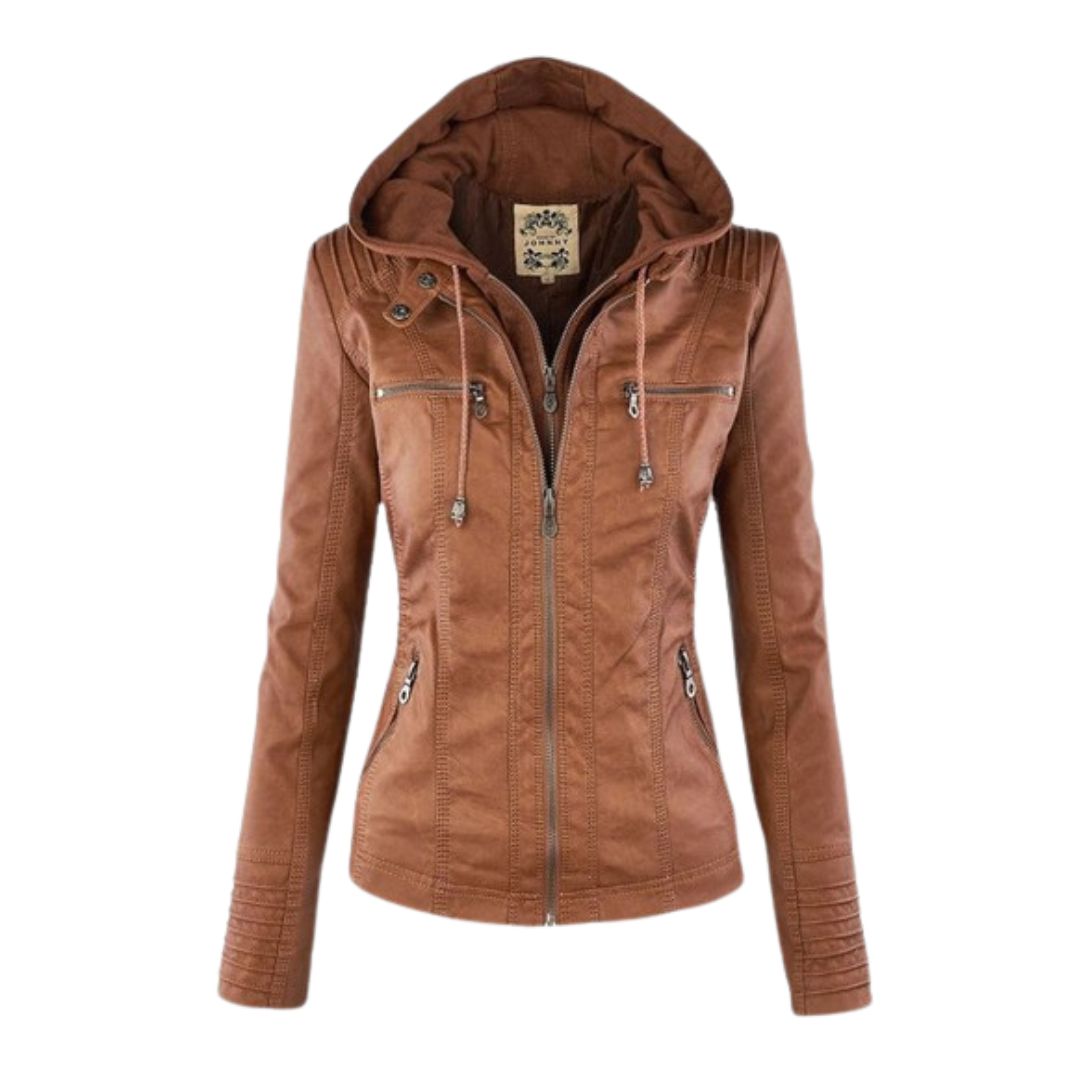 ISLA | Leather jacket with detachable hood - Liora Melbourne