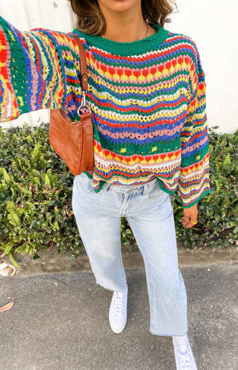 COLORPOP | Knitted jumper with colour-block detail - Liora Melbourne