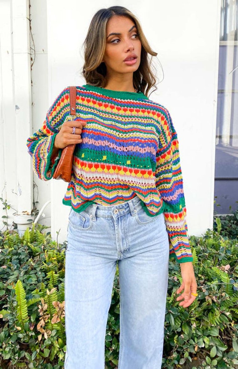 COLORPOP | Knitted jumper with colour-block detail - Liora Melbourne