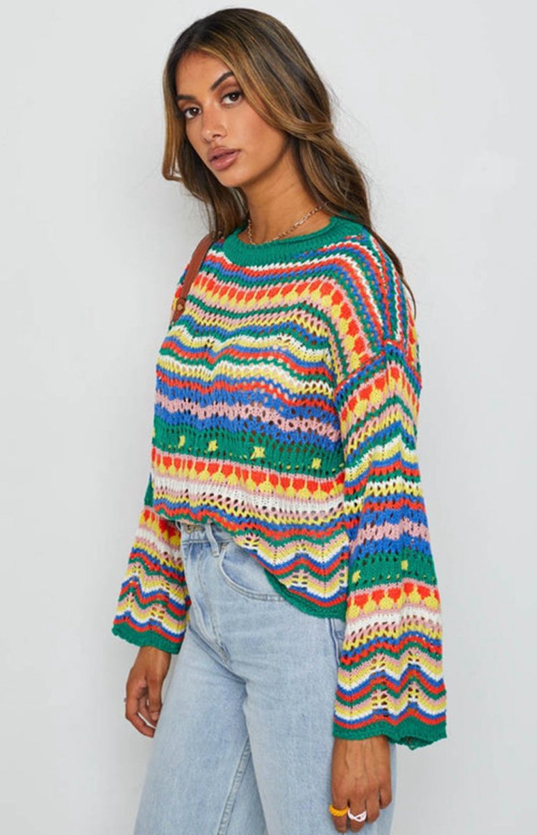 COLORPOP | Knitted jumper with colour-block detail - Liora Melbourne