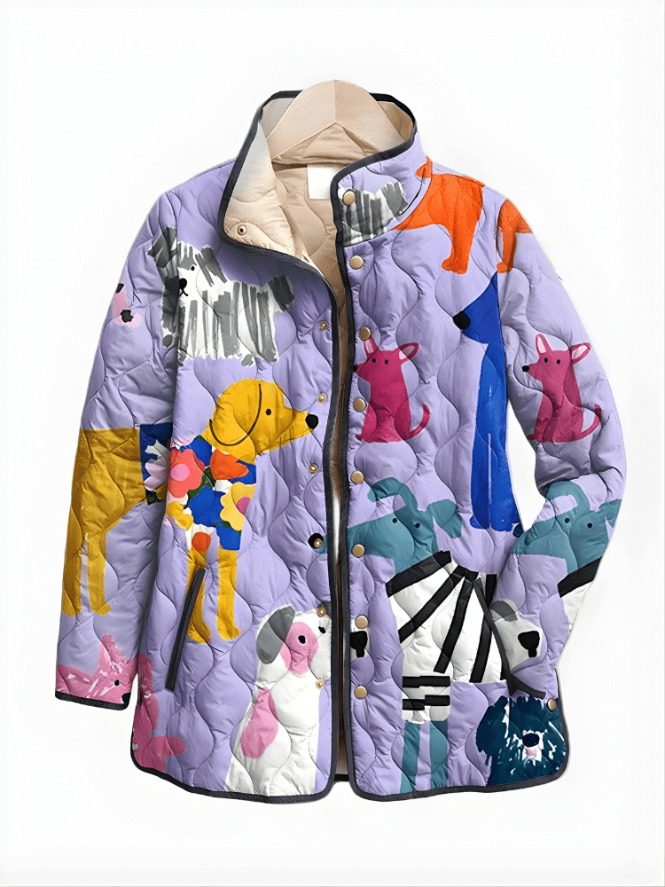 RAVEN | Quilted jacket with dog print - Liora Melbourne
